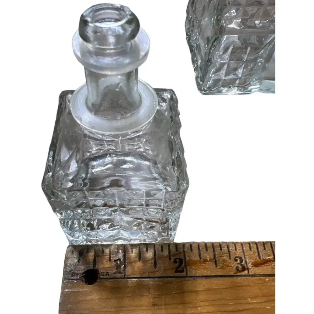 Vintage MCM Clear Square Glass Decanter Barware Cocktail Whiskey Bottle USA Made